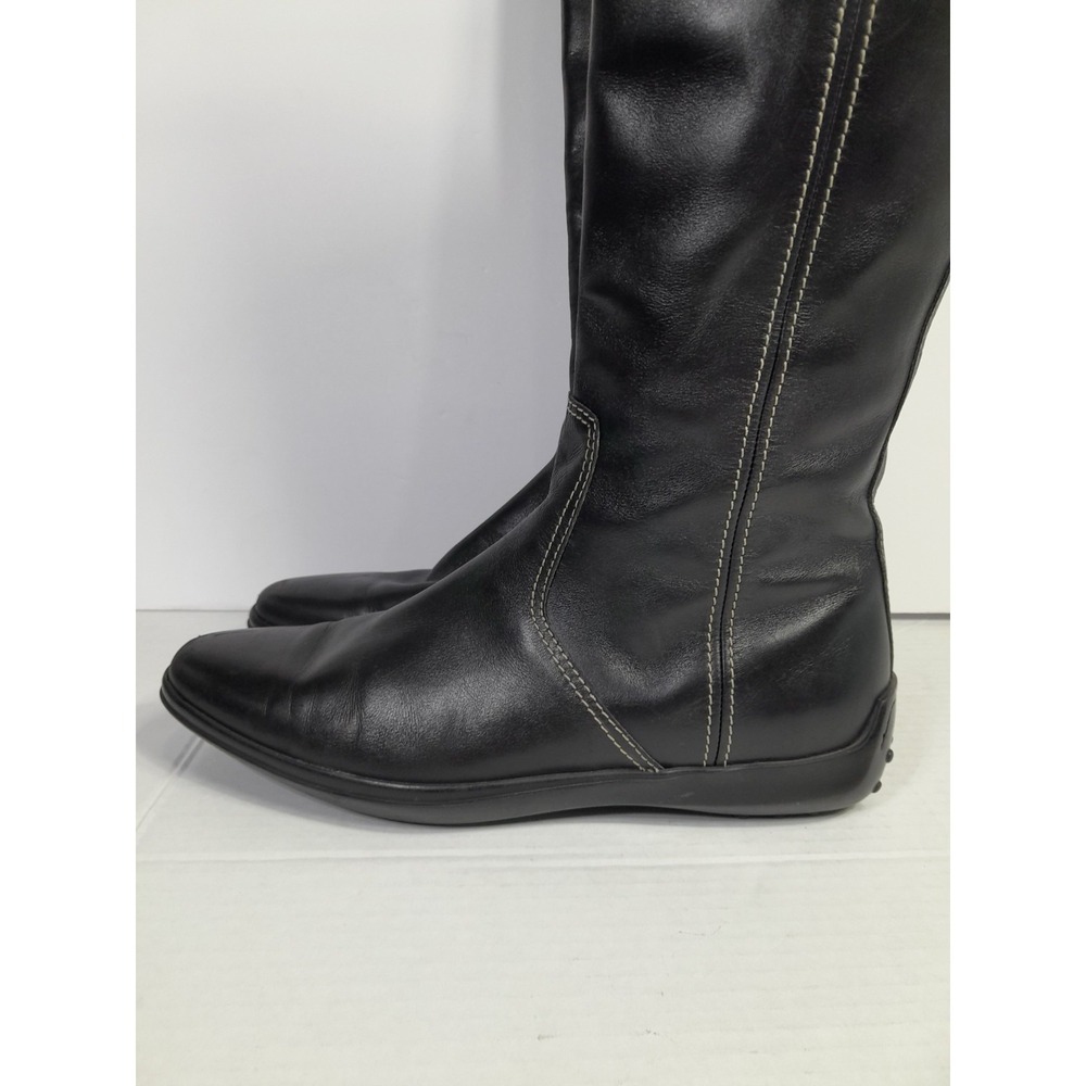 Tod's High Riding Boot Black EU 38.5 / US 8.5 Women Side Zip - Picture 9 of 13